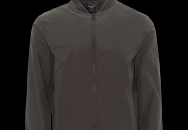 Bomber jacket with stripes at collar and cuffs. - MJK ROJOPKB