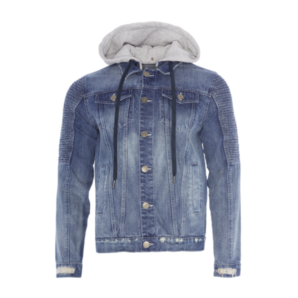 Denim jacket with detachable hood. - MJK STAFFORDB