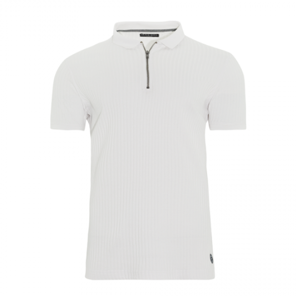 Short sleeve 34 zip ribbed polo. - MPS 69LUCIANO