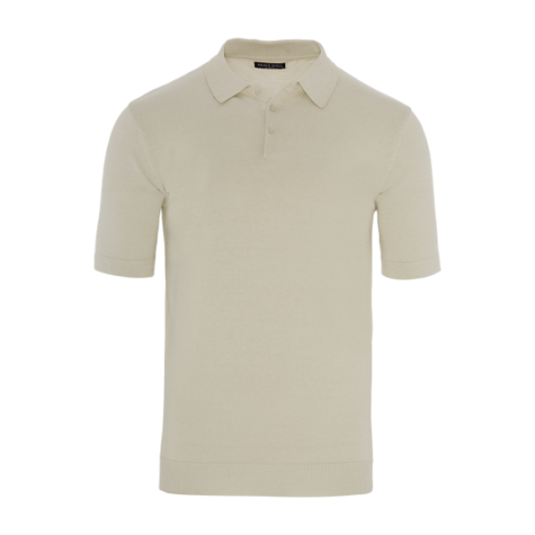 Short sleeve knitted polo with button placket. - MK 230COLUMBUS