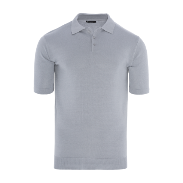 Short sleeve knitted polo with button placket. - MK 230COLUMBUSC