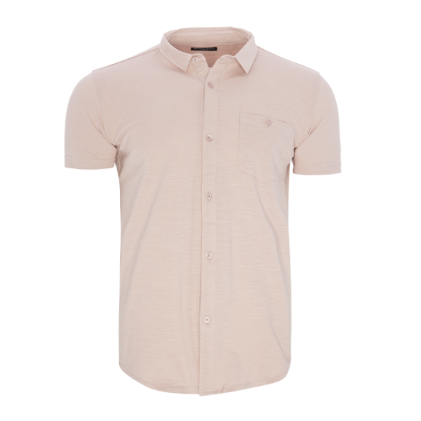 Buttoned short sleeve jersey shirt with chest pocket. - MSH 69JOULE