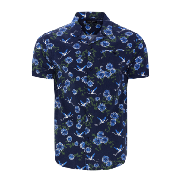 Buttoned short sleeve printed shirt with chest pocket. - MSH 273SANCTUARY