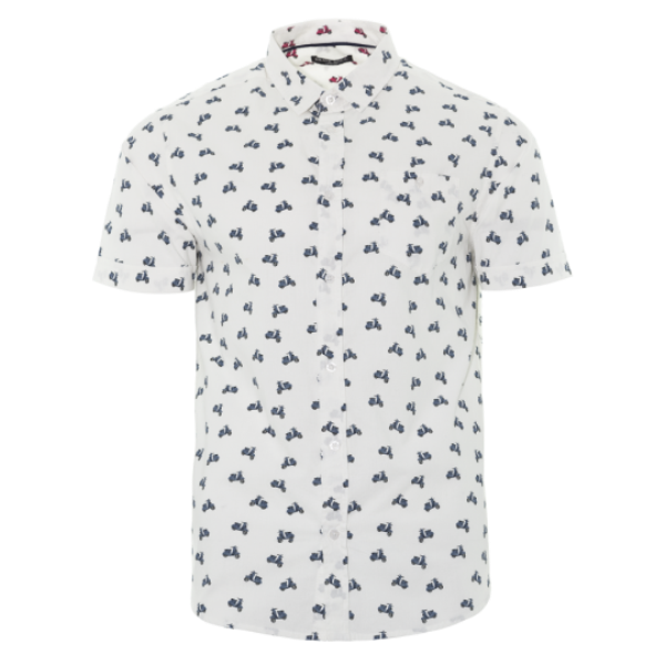Buttoned short sleeve printed shirt with chest pocket. - MSH 273STARK