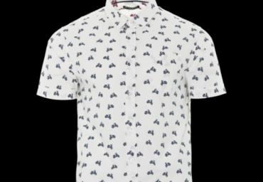 Buttoned short sleeve printed shirt with chest pocket. - MSH 273STARK