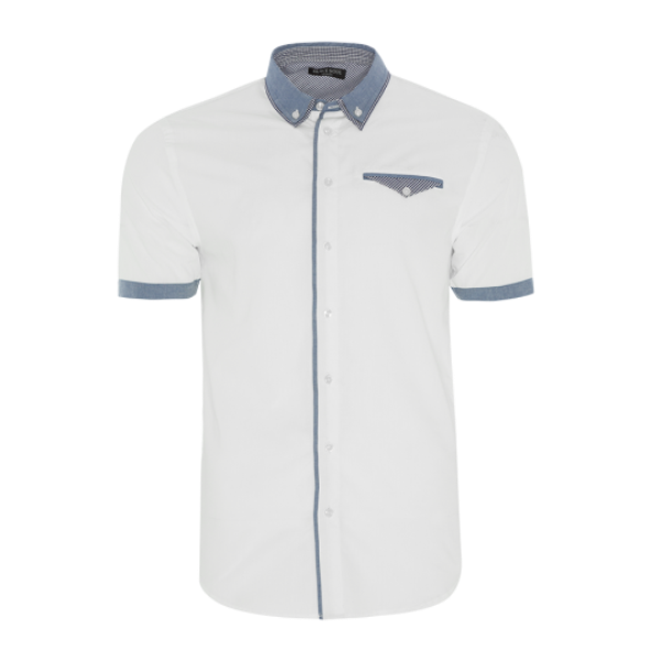 Buttoned short sleeve shirt with chest pocket. - MSH 273DERIN