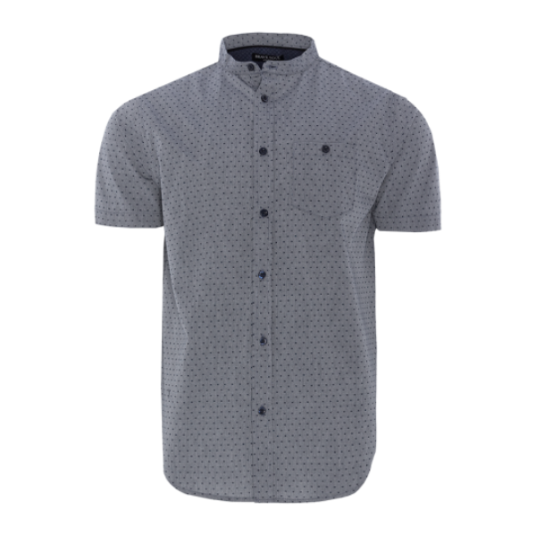 Mandarin collar short sleeve spots printed shirt with chest pocket. - MSH 273BRAVE