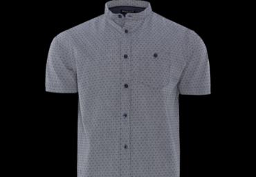 Mandarin collar short sleeve spots printed shirt with chest pocket. - MSH 273BRAVE