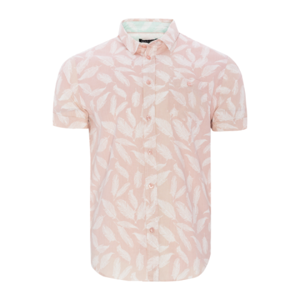 Short sleeve leafs printed shirt with chest pocket - MSH 273ANTONIOB