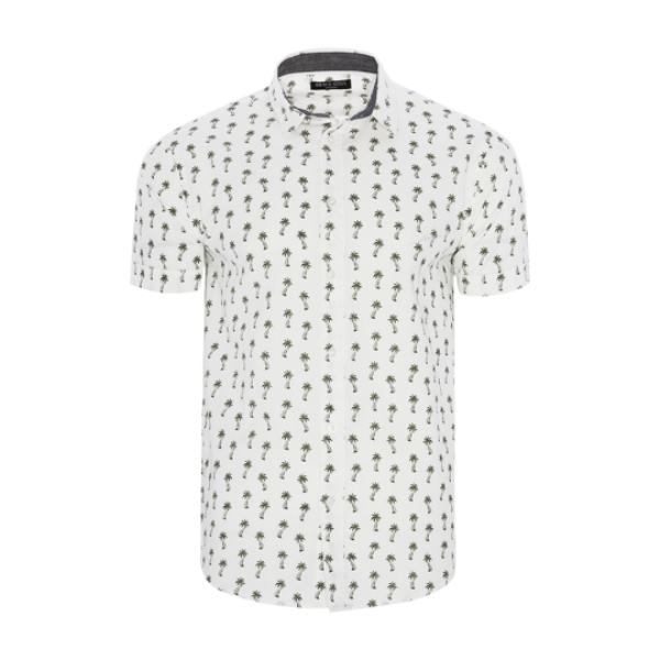 Short sleeve palm tree printed shirt. - MSH 273VACATE