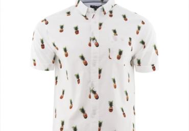 Short sleeve pineapple printed shirt with chest pocket. - MSH 273PINEAPPLE
