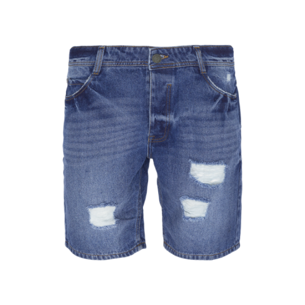 Washed denim short with rips. - MSRT GREGOR