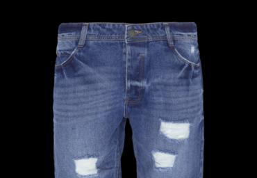 Washed denim short with rips. - MSRT GREGOR