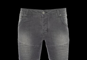 Denim biker short with pleated panelling. - MSRT LASIKEGREY