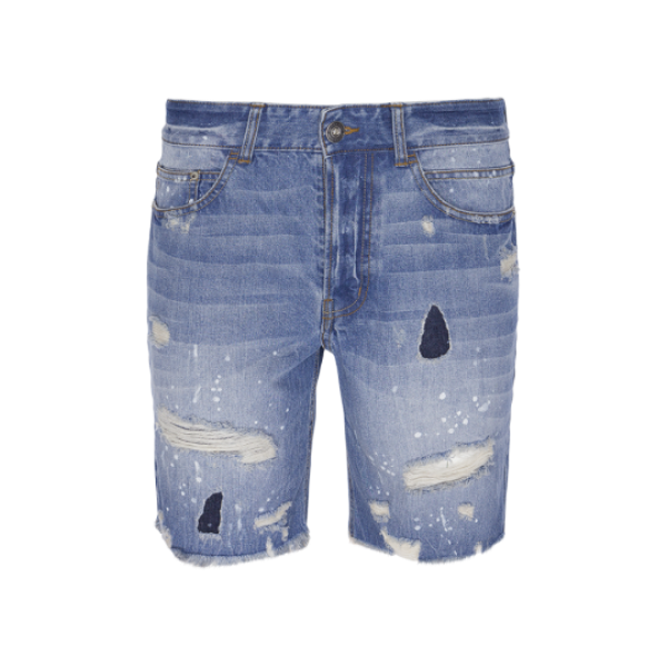 Denim short with rips and freyed hem. - MSRT DISTRESSED