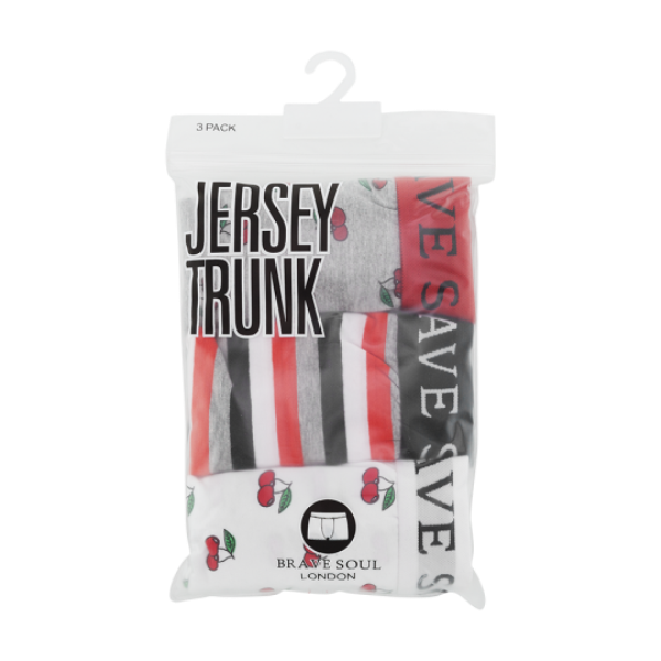 All over printed boxer. (3 pcs. per pack) 2x Cherry print 1x Stripe print - MBX 451CHERRY