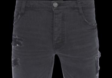 Denim short with rips. - MSRT STONEM
