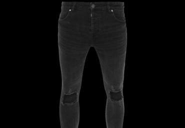 Denim skinny jean with knee rips and threads. Charcoal regular - 1 4 6 4 1 Charcoal long - 1 2 2 2 1 - MJN JAX