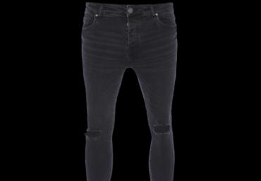 Skinny fit denim jean with cut out knee. Washed dark charcoal regular - 1 4 6 4 1 Washed dark charcoal long - 1 2 2 2 1 - MJN CLAY