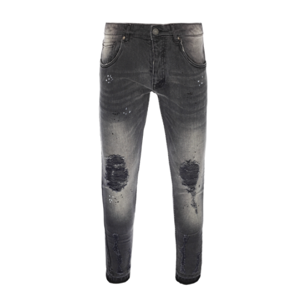 Washed skinny fit jean with rips at knees. Black regular - 1 4 6 4 1 Black long - 1 2 2 2 1 - MJN RALLY
