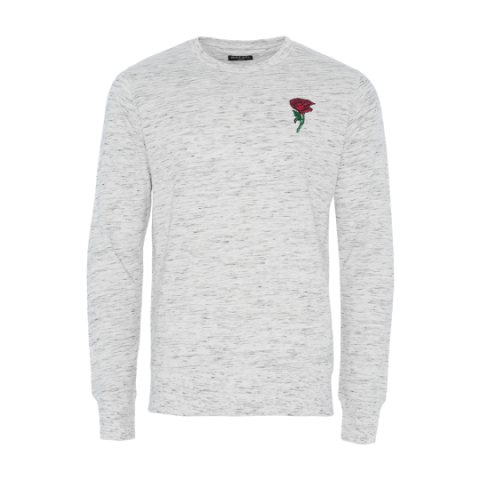 Crew neck grindle sweatshirt with rose patch. - MSS 500CASPIAN