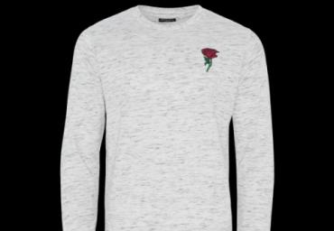 Crew neck grindle sweatshirt with rose patch. - MSS 500CASPIAN
