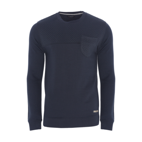 Paneled crew neck sweatshirt with chest pocket. - MSS 131SCARD