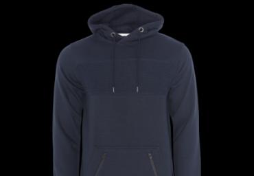 Hooded cross over neck sweatshirt with jacquard. - MSS 131TECTONIC