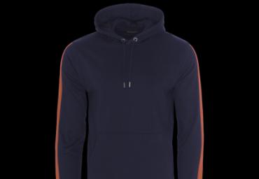 Hooded sweatshirt with stripe arms and kangaroo pocket. - MSS 412MAJESTICD