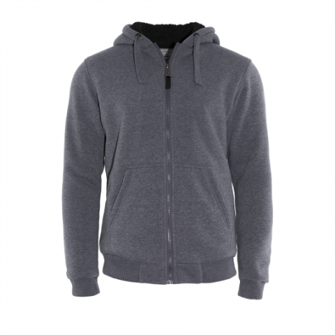 Zip through hooded sweatshirt with sherpa line. - MSS 319ZONE