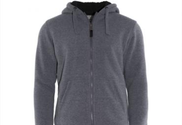 Zip through hooded sweatshirt with sherpa line. - MSS 319ZONE
