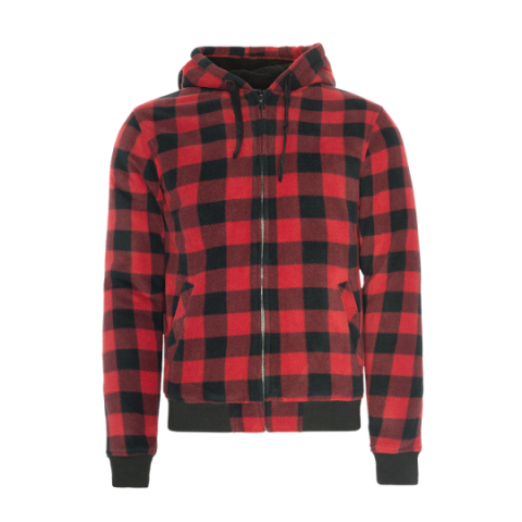 Hooded checkered sweatshirt with sherpa lining. - MSS 441TALAL