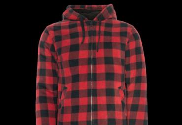 Hooded checkered sweatshirt with sherpa lining. - MSS 441TALAL