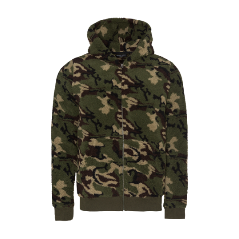 Zip through camo sherpa sweatshirt. - MSS 438MASK