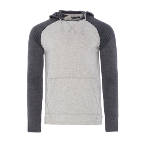 Hooded long sleeve jersey top with kangaroo pocket and contrast sleeve. - MLT 69RIVIERAB