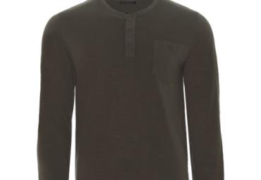Long sleeve T-shirt with button placket and pocket. - MLT 149HERRERAB