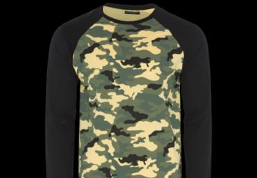 Long sleeve T-shirt with camo printed and solid sleeves. - MLT 149ABRAHAM
