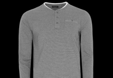 Long sleeve T-shirt with double layer collar and pocket. - MLT 69RAMOTH