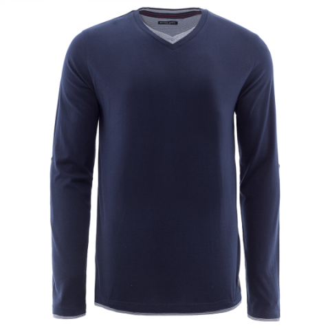 Long sleeve T-shirt with double layer neck. - MLT 69HEINRICH