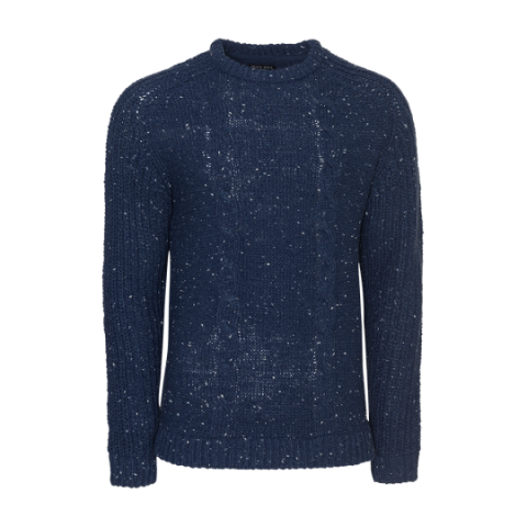 Crew neck jumper with cable and rib detail. - MK 248TITANIUM