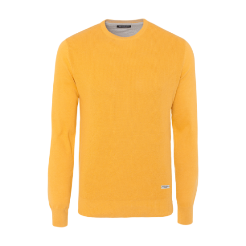 Crew neck jumper with rib front. - MK 230BOSE