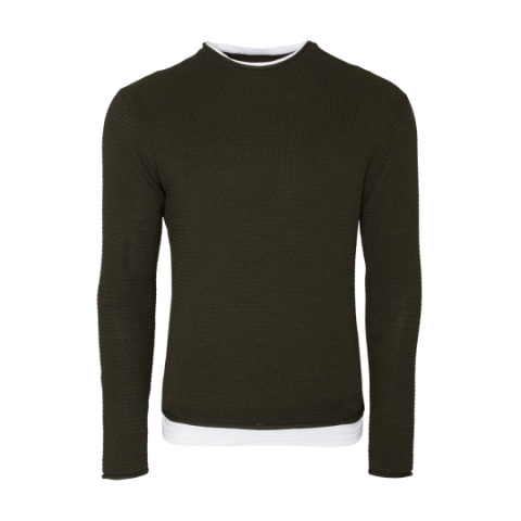 Crew neck knitted jumper with hem detail. - MK 434KIRLIAB