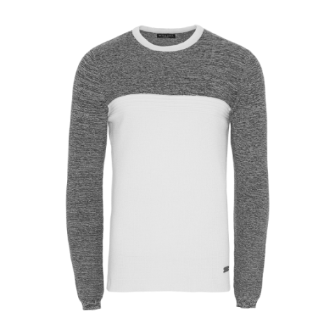 Knitted paneled crew neck jumper. - MK 230JEMISON