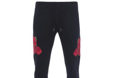 Jog pants with applique embroidery rose detail. - MJB 412AVIOR