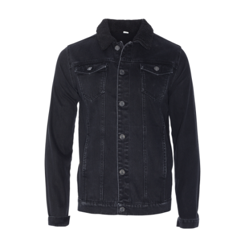 Denim jacket with sherpa collar. - MJK WILBURBLACK