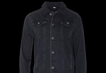 Denim jacket with sherpa collar. - MJK WILBURBLACK
