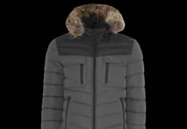 Hooded padded jacket with fake fur trim and panel. - MJK SILVERTOWN
