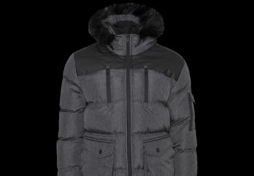 Hooded padded jacket with fur trim and pvc detail. - MJK GIOVANNI