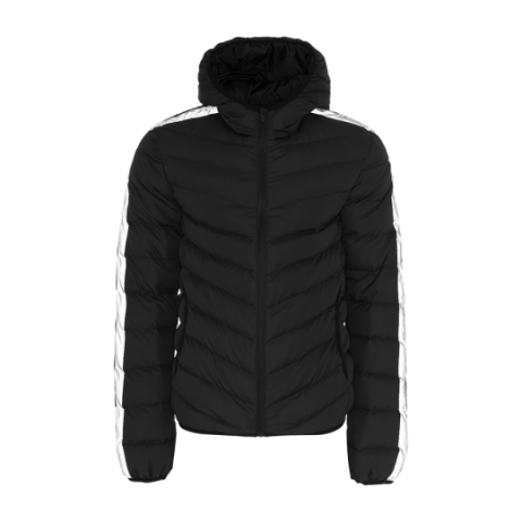Hooded padded jacket with reflective panel at sleeves. - MJK HARROWREF