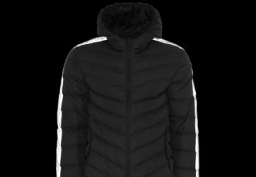 Hooded padded jacket with reflective panel at sleeves. - MJK HARROWREF